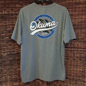 Okuma Inspired Fishing Tee Shirt Men's XL Gray Outdoor Boating Coastal Nautical